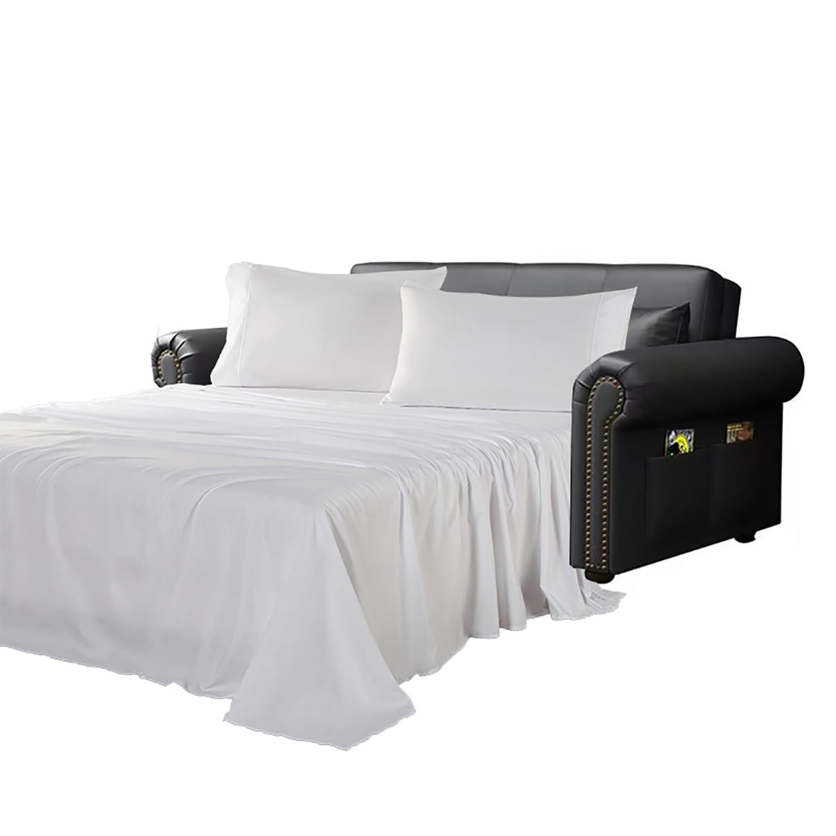 Kingnex Sofa Bed Sheets Queen For Sleeper Sofa Bed With 4-6 Deep Pocket Soft Double Brushed 1800 Microfiber 4 Piece Bedding Set