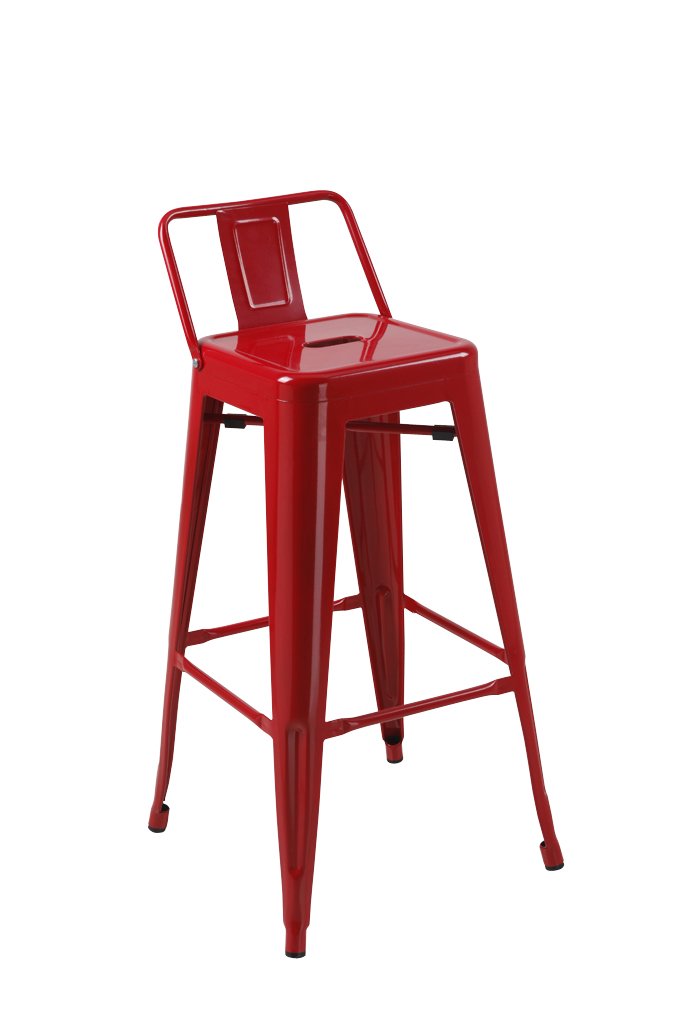 Neos Modern Furniture Red 30" Metal Barstool with Backrests Set of 4