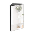 eclife 24  Bathroom Corner Medicine Cabinet W/Mirror, Single Door Bathroom Black Wall Mount Mirror Cabinet, Hanging Triple Shelf