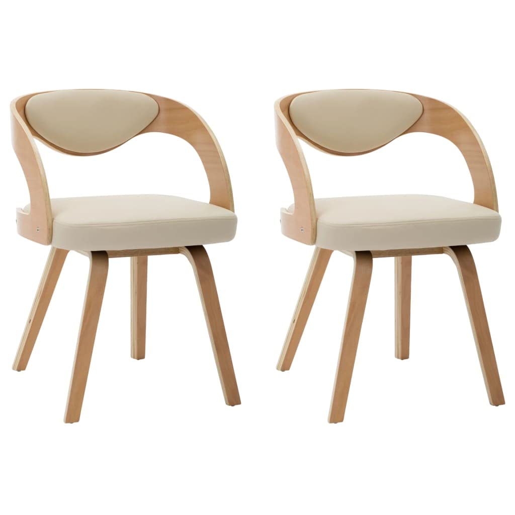 vidaXL Dining Chairs - Cream Bent Wood Frame with Comfy Faux Leather Upholstery, Spacious Seating, Ideal for Dining Room, Lounge or Office