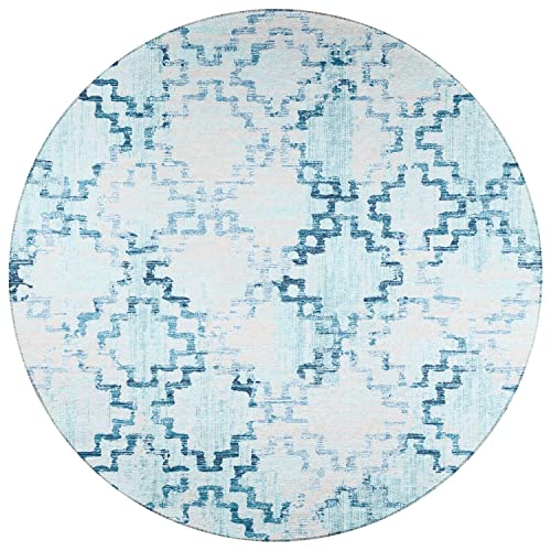 Sedona Sn15 Blue Transitional Rug Round 6' X 6'