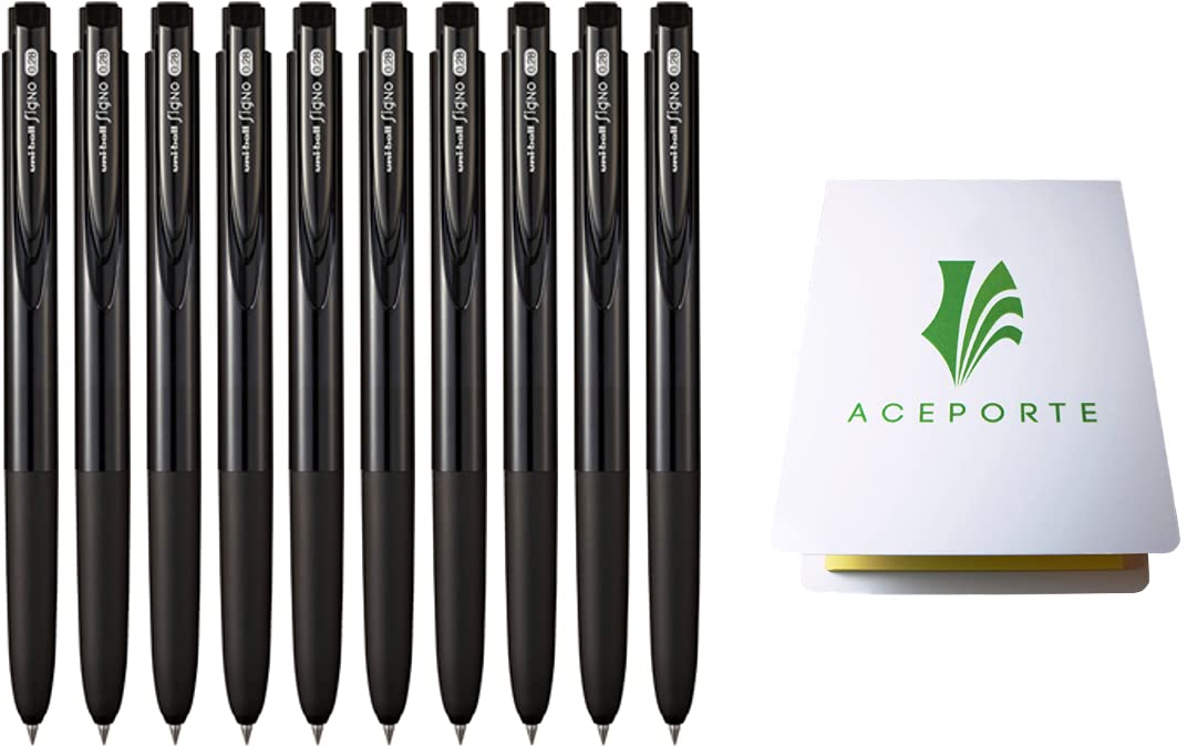 Uni-Ball Signo Rt1 0.28Mm - Smooth Ink Flow Gel Pen, Retractable Gel Ink Pen, Ultra Micro Point, Black - Pack Of 10, Sticky Note
