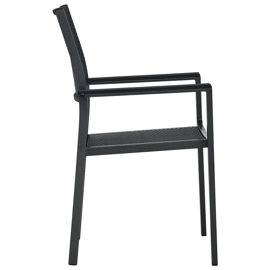 vidaXL Set of 4 Patio Chairs - Black Plastic Rattan-Look Design, Weather-Resistant Outdoor Dining Seating with Sturdy Steel Frame, Ideal for Garden, Terrace, or Patio
