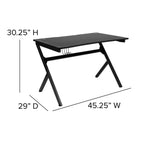 Flash Furniture Optis Black Gaming Desk And Green/Black Racing Chair Set With Cup Holder, Headphone Hook & 2 Wire Management Holes