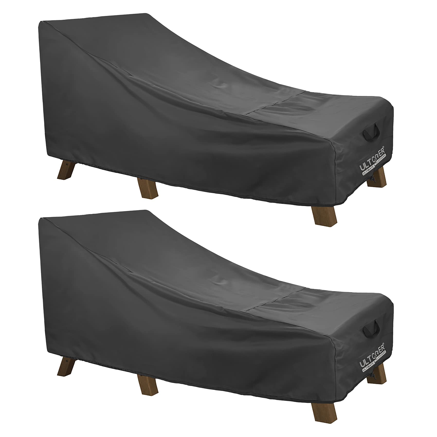 Ultcover Waterproof Patio Lounge Chair Cover Heavy Duty Outdoor Chaise Lounge Covers 2 Pack - 64L X 28W X 30H Inch, Black