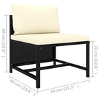 vidaXL Sectional Middle Sofa - Poly Rattan, Lightweight, Modular Design, Suitable for Year-Round Use, Highly Durable, Cream White Cushions, Ideal for Garden or Backyard Setting or Indoor Decor
