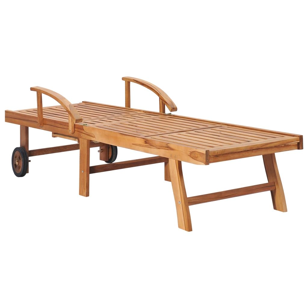 vidaXL Sun Loungers 2 pcs with Royal Blue Cushion Solid Teak Wood