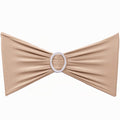 Sinssowl Pack Of 50Pcs Spandex Nude Chair Sashes Bows Elastic Chair Cover Bands Slider Buckles For Wedding Reception Banquet Bri