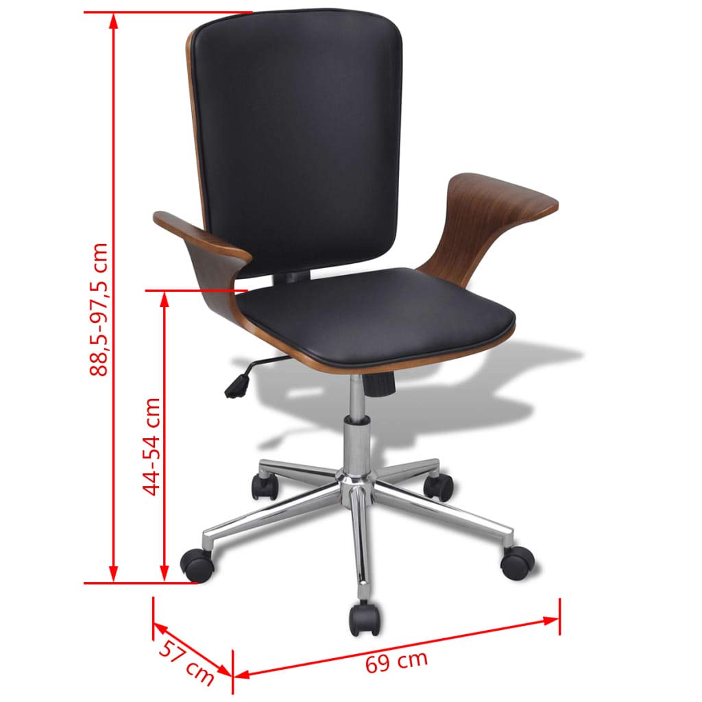 vidaXL Rotating Office Chair Curved Wood with Artificial Leather Coating