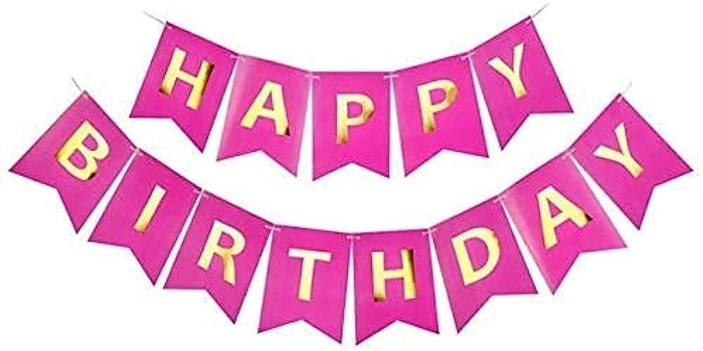 PartySprouts Happy Birthday Letters Paper Banner (Hot Pink)