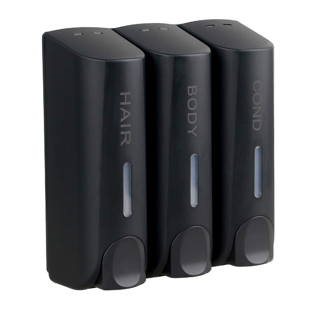 AUMIO Chamber Shower Soap Dispenser Trio Wall Mounted Shampoo and Conditioner Dispenser, Conditioner Body Wash Dispenser Set, No