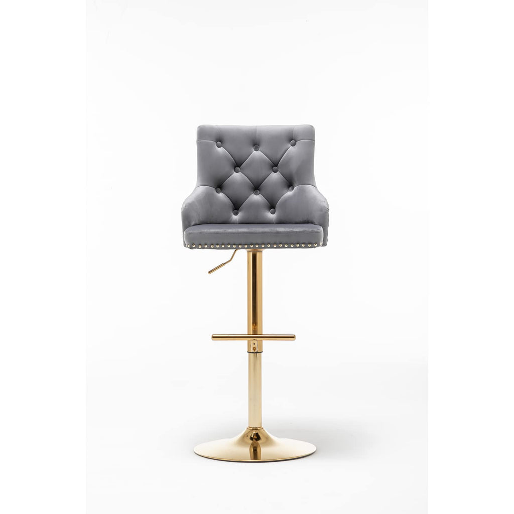 Best Master Furniture Adjustable Swivel Velvet Bar Stools With Gold Base (Set Of 2) B52 Grey (Velvet)