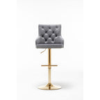 Best Master Furniture Adjustable Swivel Velvet Bar Stools With Gold Base (Set Of 2) B52 Grey (Velvet)