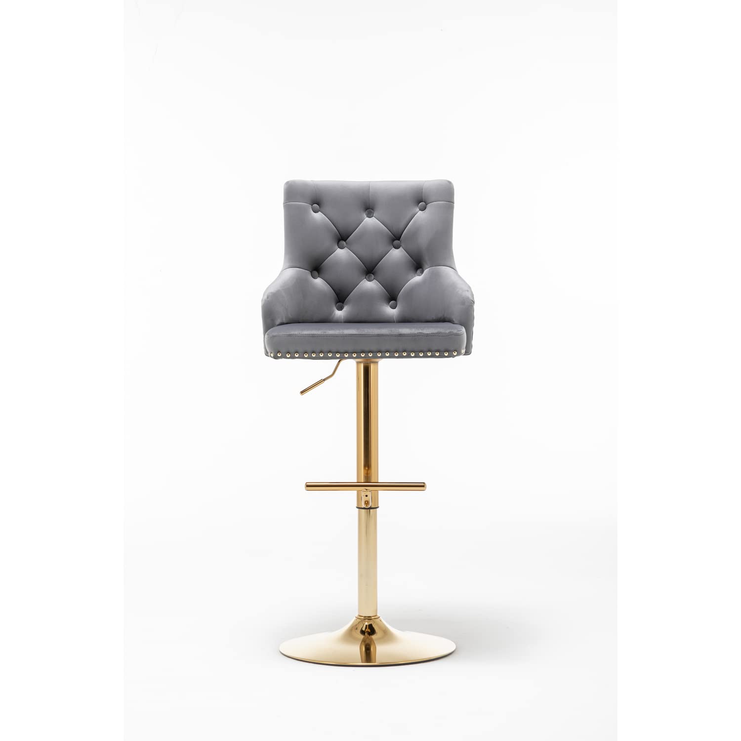 Best Master Furniture Adjustable Swivel Velvet Bar Stools With Gold Base (Set Of 2) B52 Grey (Velvet)