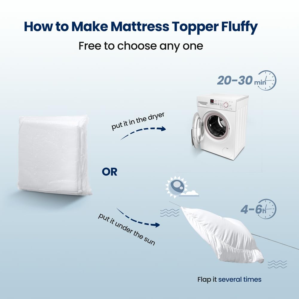 Sopat Mattress Topper Cal King Size Extra Thick Mattress Pad 8-21'' Deep Pocket Soft Down Alternative Fill Mattress Protector Pi