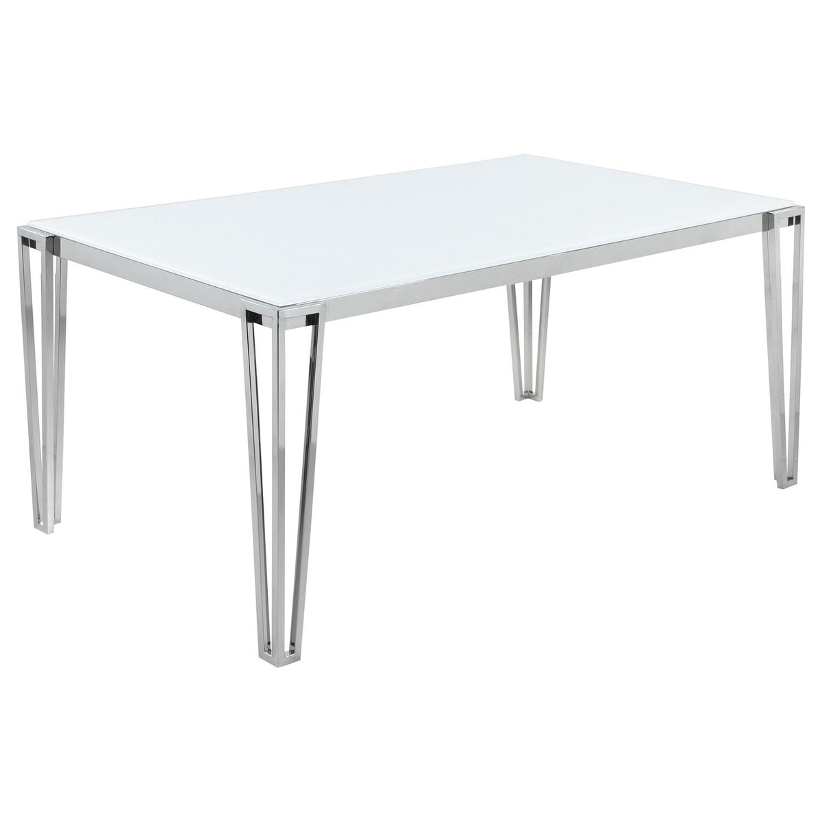 Coaster Furniture Pauline Rectangular Metal Leg White and Chrome Dining Table 193001