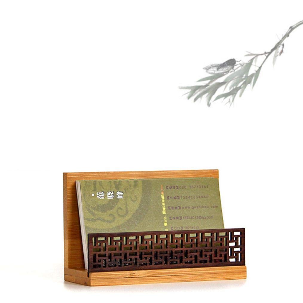 Szblaze Japanese Garden Style Wood Office Business Card Holder For Desk Organizers And Accessories