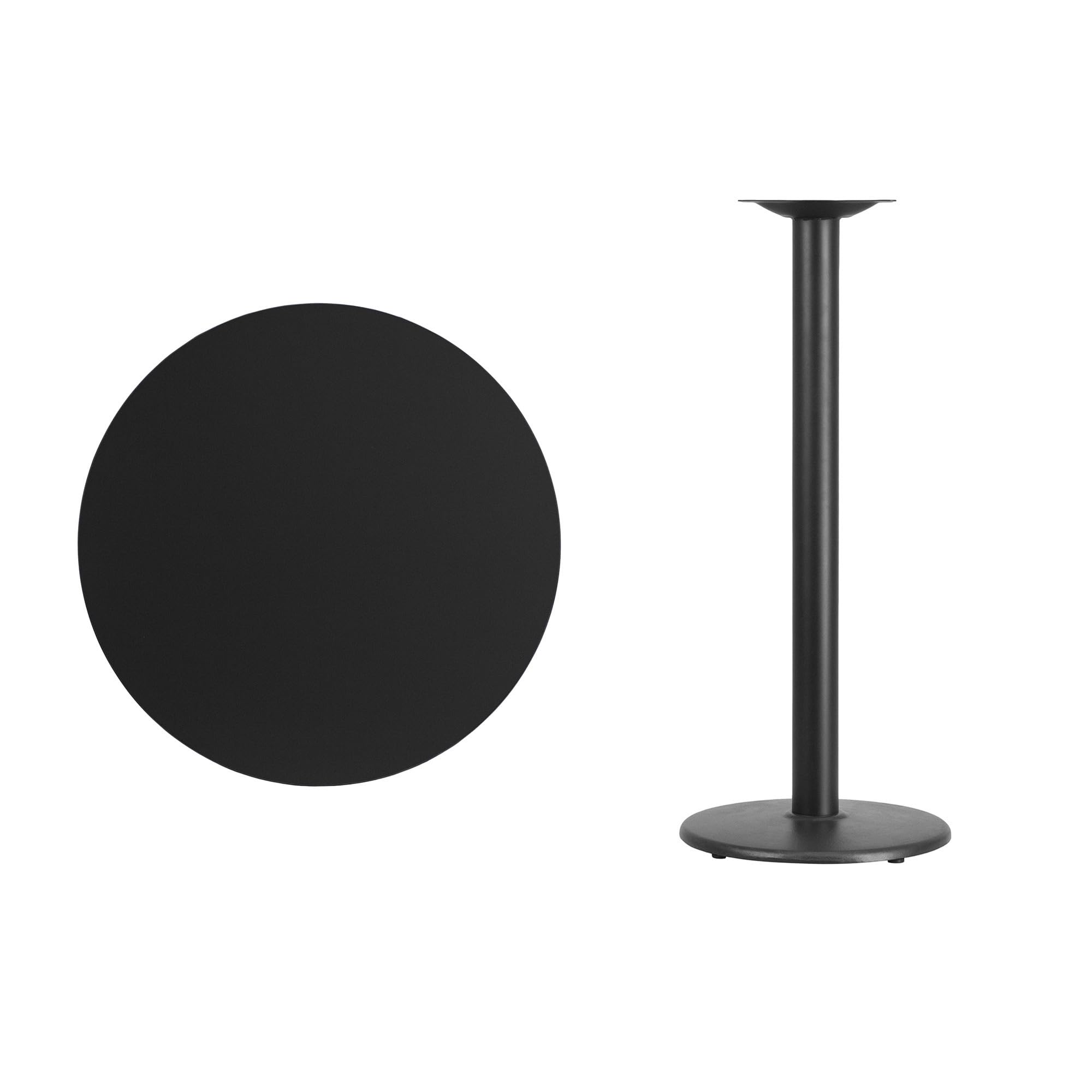 Flash Furniture 30'' Round Black Laminate Table Top With 18'' Round Bar Height Table Base