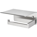 APLusee Brushed Nickel Toilet Paper Holder with Shelf, Left Side 304 Stainless Steel Tissue Roll Hanger, Wall Mounted