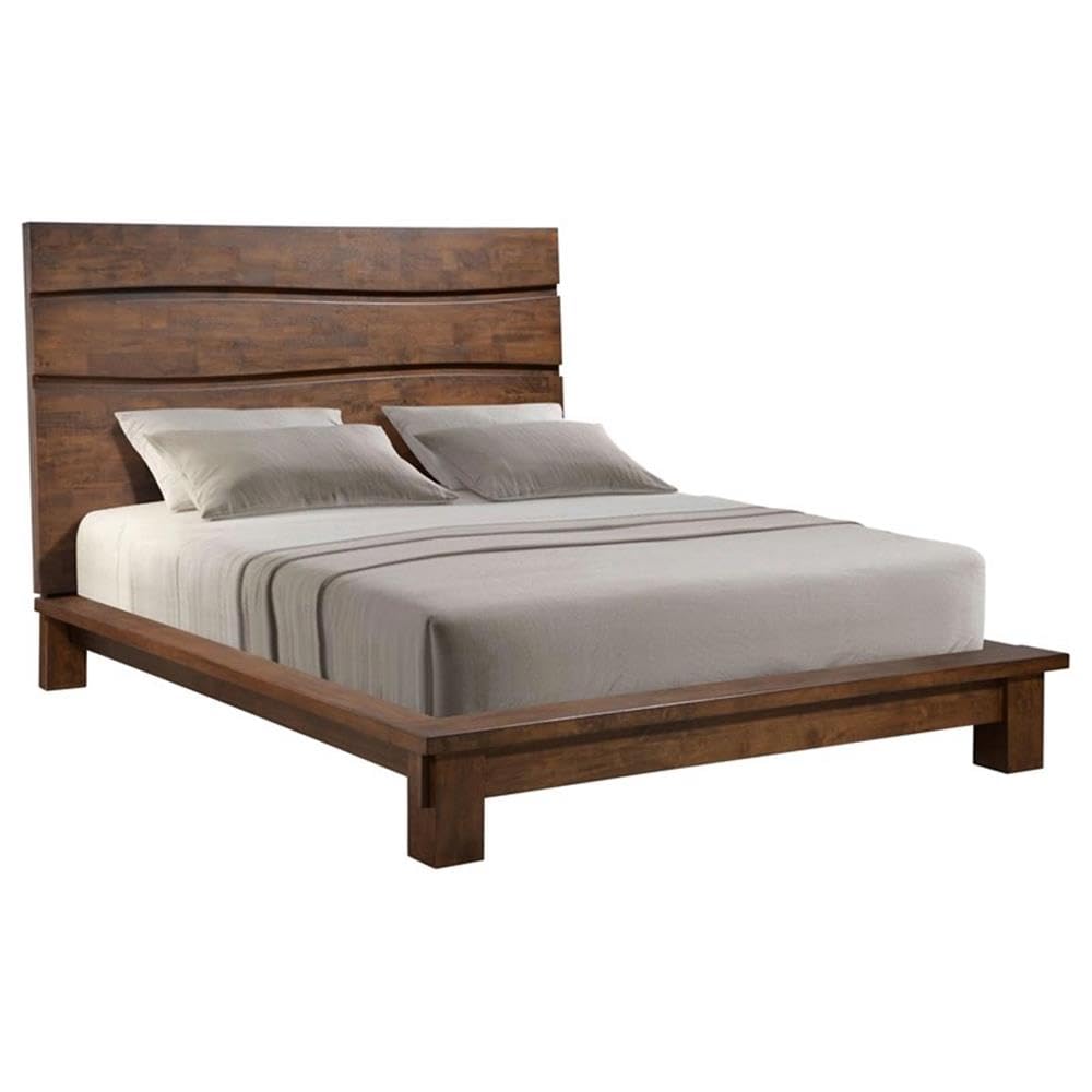 Coaster Genevieve Modern Wood Queen Platform Bed in Dark Brown