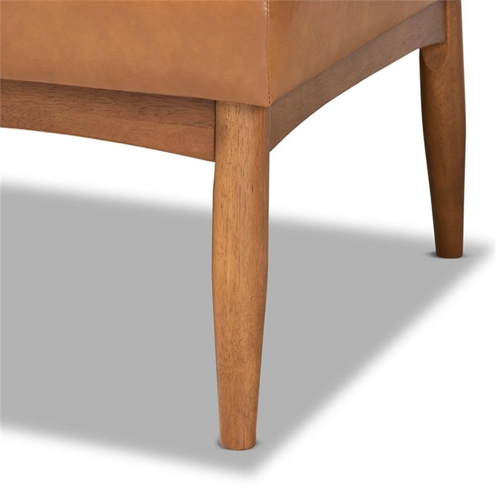 Baxton Studio Arvid Mid-Century Modern Tan Faux Leather Upholstered and Walnut Brown Finished Wood 4-Piece Dining Nook Set