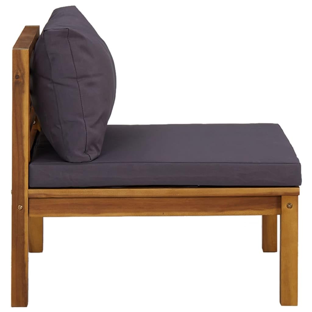 vidaXL 3 Piece Patio Lounge Set with Dark Gray Cushions Acacia Wood