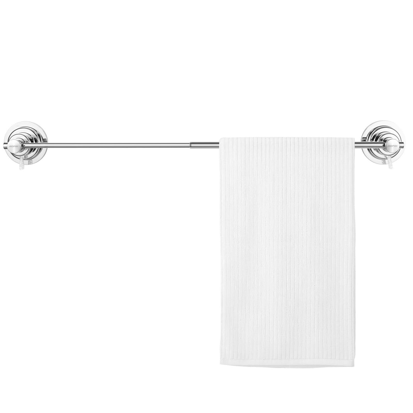 BOPai Extendable Suction Cup Towel Bar 17-28.5, Removeable Shower Door Mat Rod, Chrome