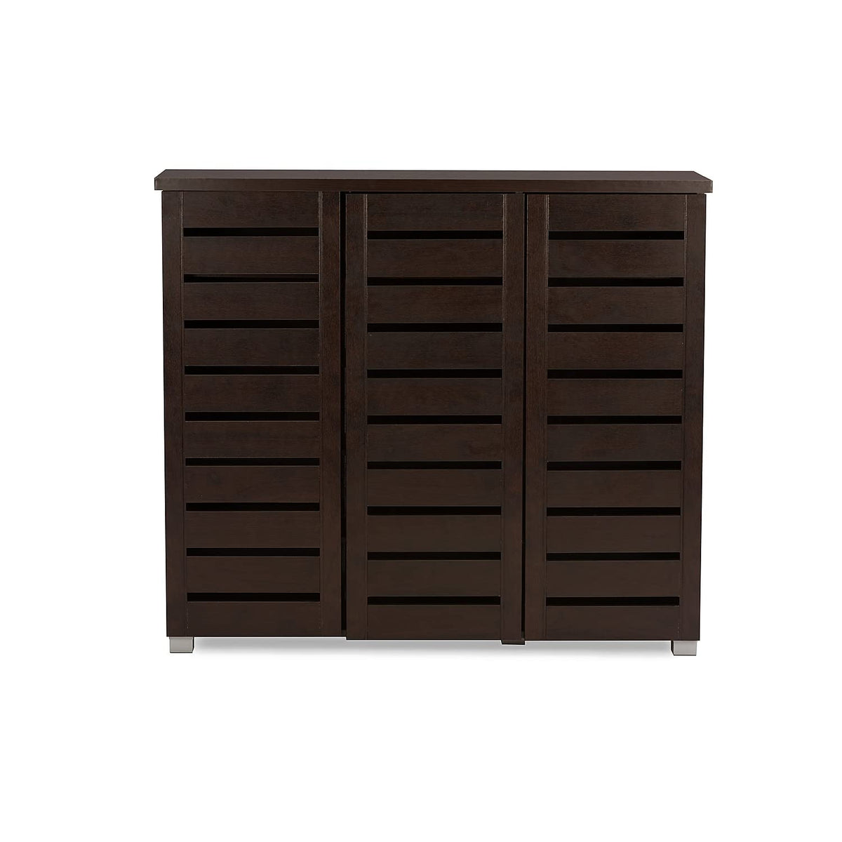 Baxton Studio Adalwin 3-Door Shoe Storage Cabinet, Dark Brown (118-6517-HiT)