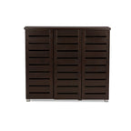 Baxton Studio Adalwin 3-Door Shoe Storage Cabinet, Dark Brown (118-6517-HiT)