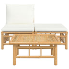 vidaXL Patio Sofa with Durable Bamboo Material, Cream White Cushions, Modular Build for Customizable Lounge Sets, Easy Assembly, Ideal for Outdoor Spaces