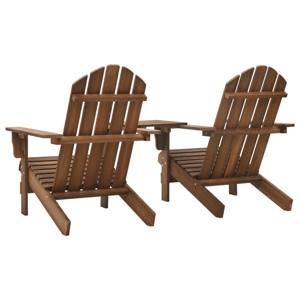 vidaXL Adirondack Outdoor Garden Chair with Tea Table- All-Weather-Resistant Patio Furniture- Solid Fir Wood- Brown