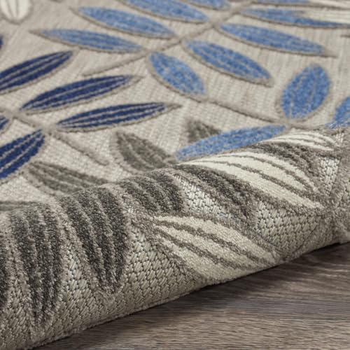 HomeRoots 3' X 4' Blue and Gray Floral Indoor Outdoor Area Rug