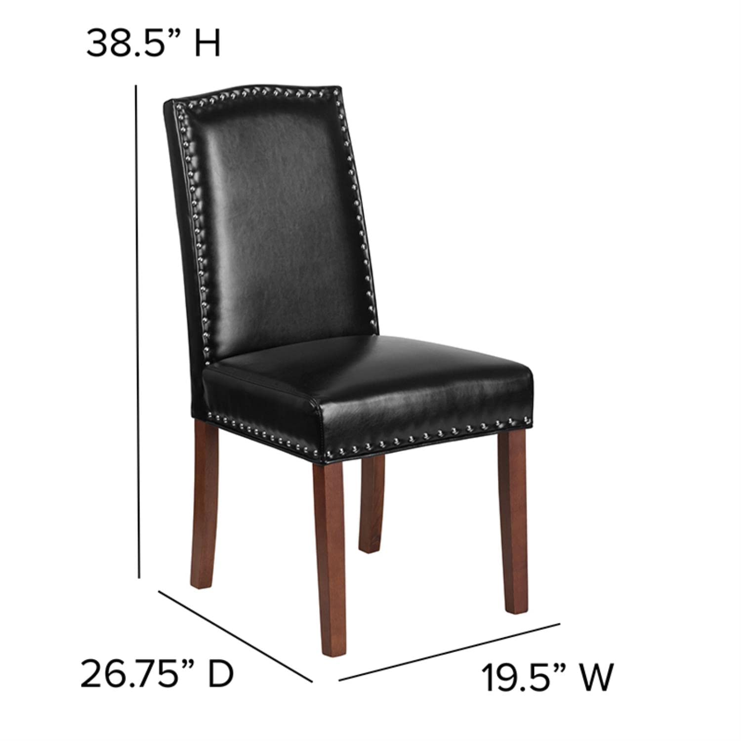 Flash Furniture Hercules Hampton Hill Series Black Leathersoft Parsons Chair With Silver Accent Nail Trim