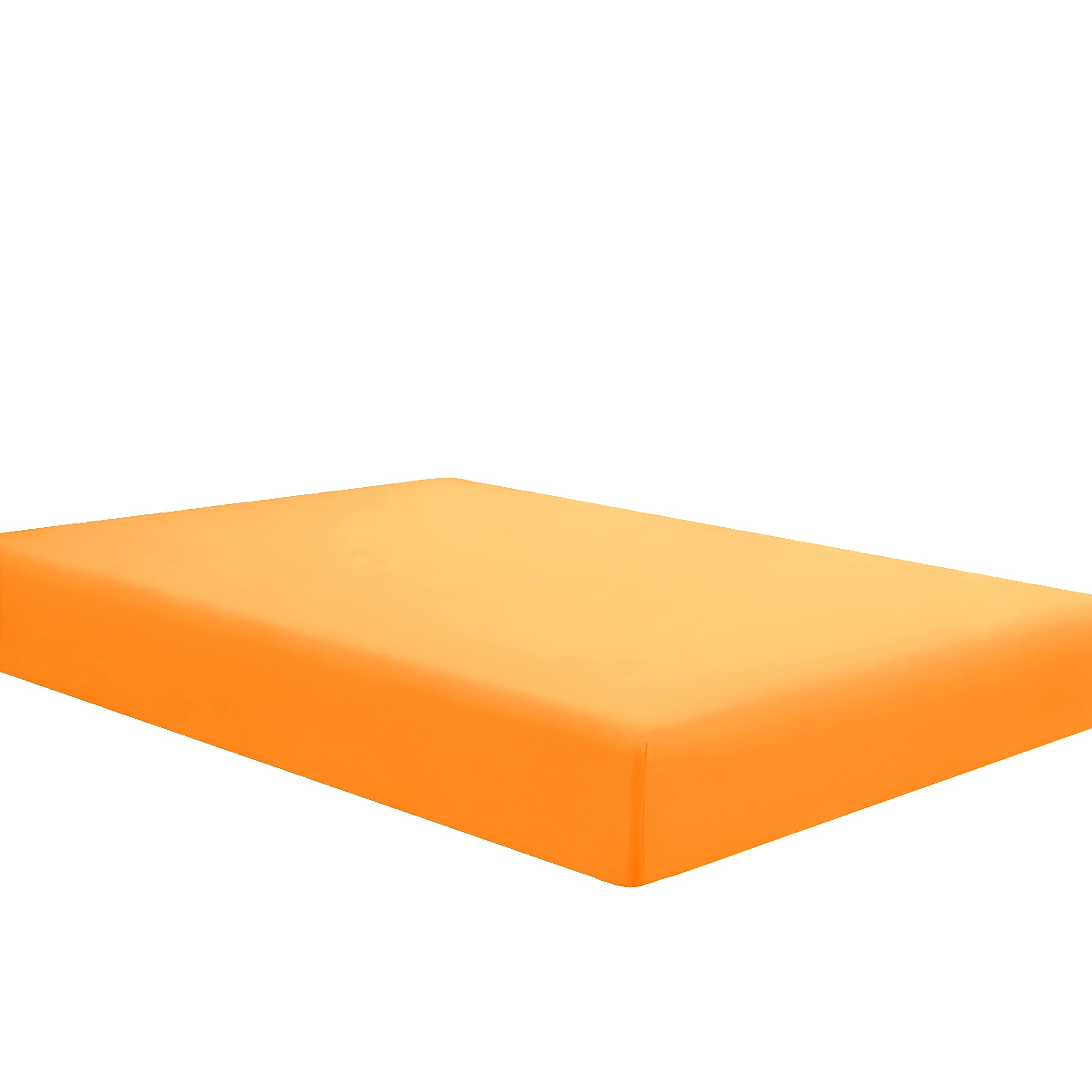 Sfoothome Orange Fitted Sheet, 14 Inch Pocket Deep, Microfiber Sheets, Queen Size