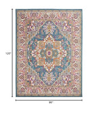 HomeRoots Teal Multicolor 100% Polypropylene 8’ x 10’ Teal and Pink Medallion Area Rug
