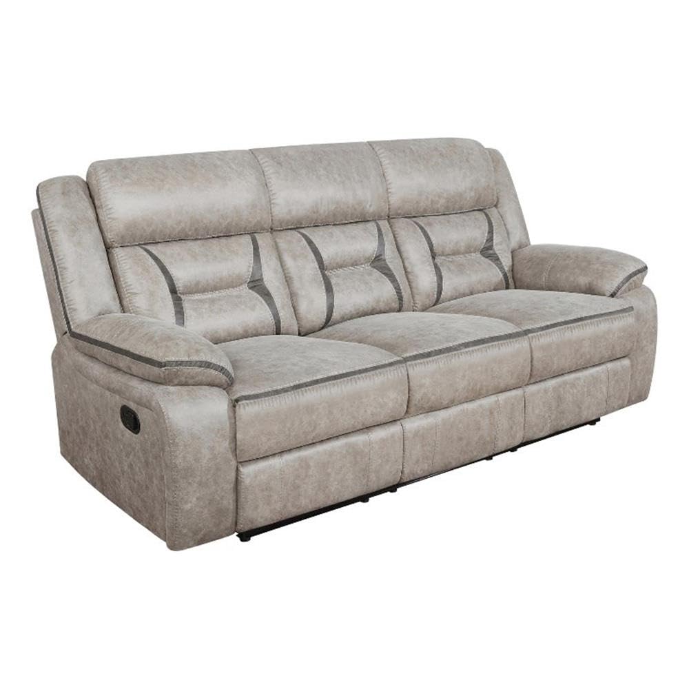 Coaster Greer Upholstered Motion Reclining Sofa, Taupe