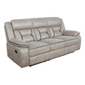 Coaster Greer Upholstered Motion Reclining Sofa, Taupe
