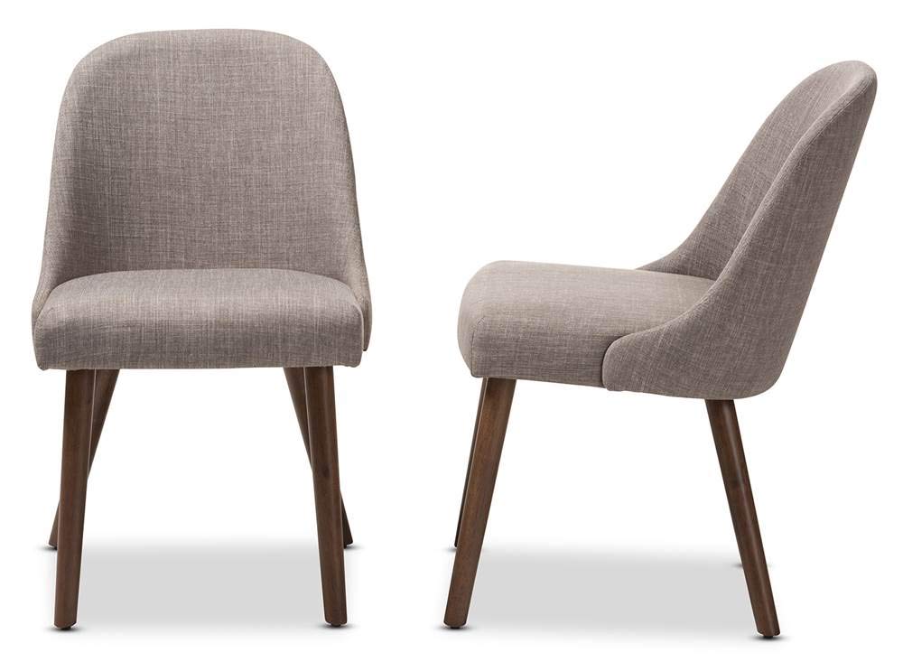 Baxton Studio Cody Mid-Century Modern Light Grey Fabric Upholstered Walnut Finished Wood Dining Chair Set Grey/Qty 2/Medium Wood/Mid-Century/Fabric Polyester 100%&quot;/Rubber Wood/Foam
