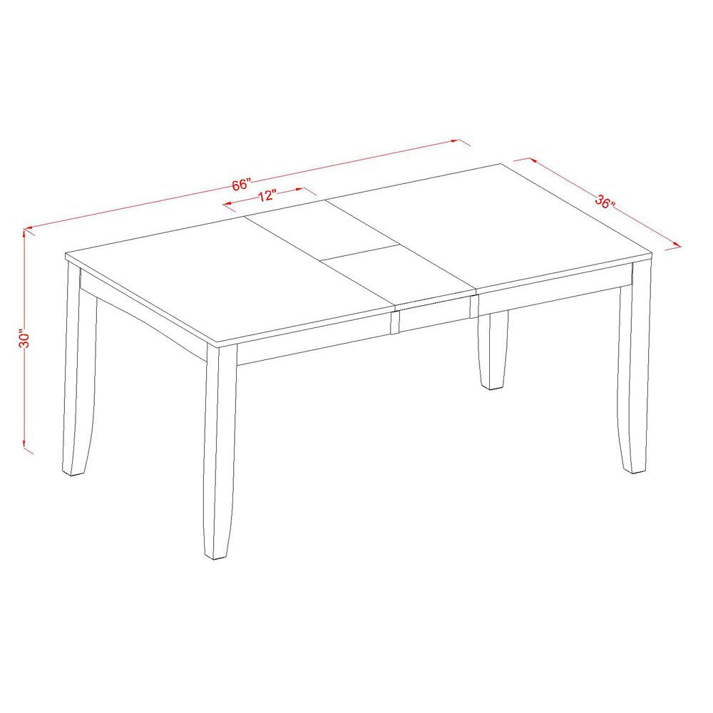 East West Furniture LYPF5-CAP-W Lynfield 5 Piece Kitchen Set Includes a Rectangle Table with Butterfly Leaf and 4 Dining Room Chairs, 36x66 Inch