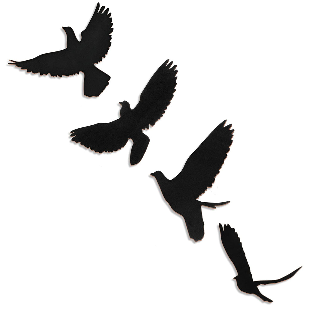Blulu 4 Pieces Wooden Bird Wall Decor Flying Bird Wall Sculptures Wall Art Decor Bird Silhouette Wall Art Bird Wooden Wall Art S