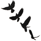 Blulu 4 Pieces Wooden Bird Wall Decor Flying Bird Wall Sculptures Wall Art Decor Bird Silhouette Wall Art Bird Wooden Wall Art S