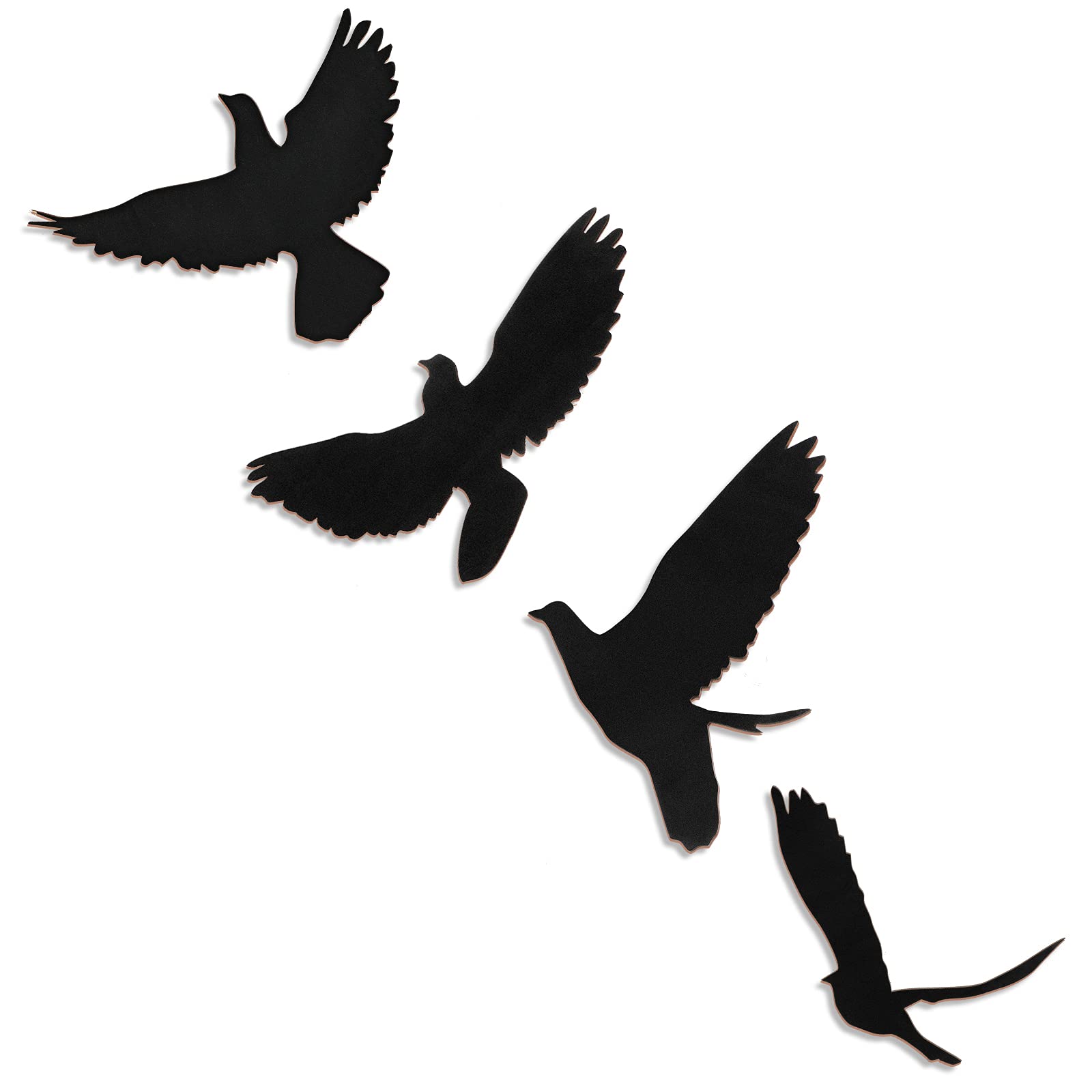 Blulu 4 Pieces Wooden Bird Wall Decor Flying Bird Wall Sculptures Wall Art Decor Bird Silhouette Wall Art Bird Wooden Wall Art S