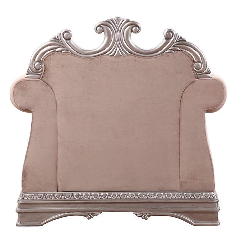 Acme Northville Upholstered Chair with 1 Pillow in Velvet and Antique Silver