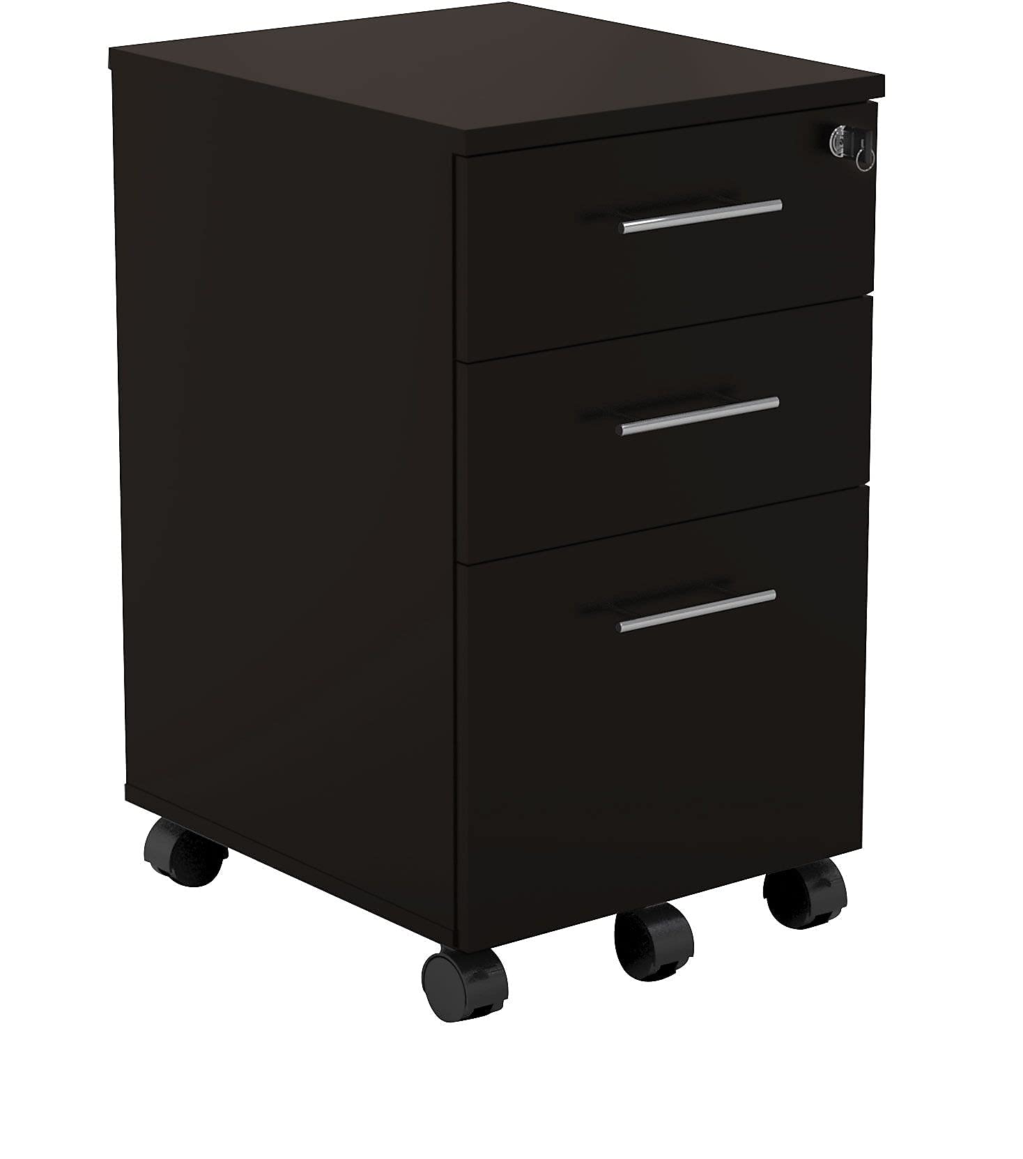 Mayline Mnbbfldc Medina 3-Drawer Lockable Mobile File Cabinet, 26.75"H, Mocha Laminate