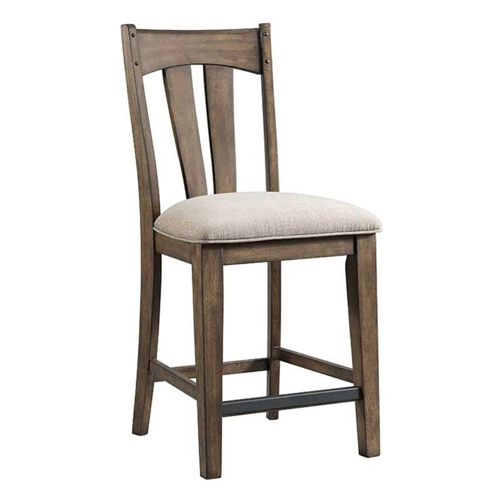 Whiskey River Slat Back Counter Stool with Cushion Seat, Set of 2, Gun Powder Gray