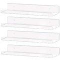 Weiai Clear Acrylic Shelf 15 Invisible Floating Wall Ledge Bookshelf, Kids Book Display Shelves Wall Mounted (15 Inch 4Pack)