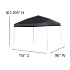 Flash Furniture Harris 10'X10' Black Outdoor Pop Up Event Slanted Leg Canopy Tent With Carry Bag