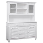 American Woodcrafters Cottage Traditions Eggshell White Wood Farmhouse Server and Hutch