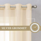 Miulee 2 Panels Solid Color Sheer Curtains 84 Inch Length Elegant Grommet Window Voile Panels/Drapes/Treatment For Bedroom Living Room (54X84 Inch), Cream Beige