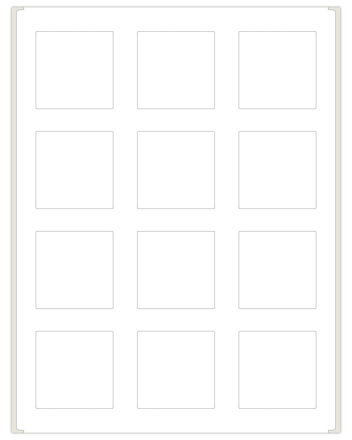 Packzon 2' X 2' Square Labels For Laser/Inkjet, Permanent Adhesive, White Matte (300 Labels)